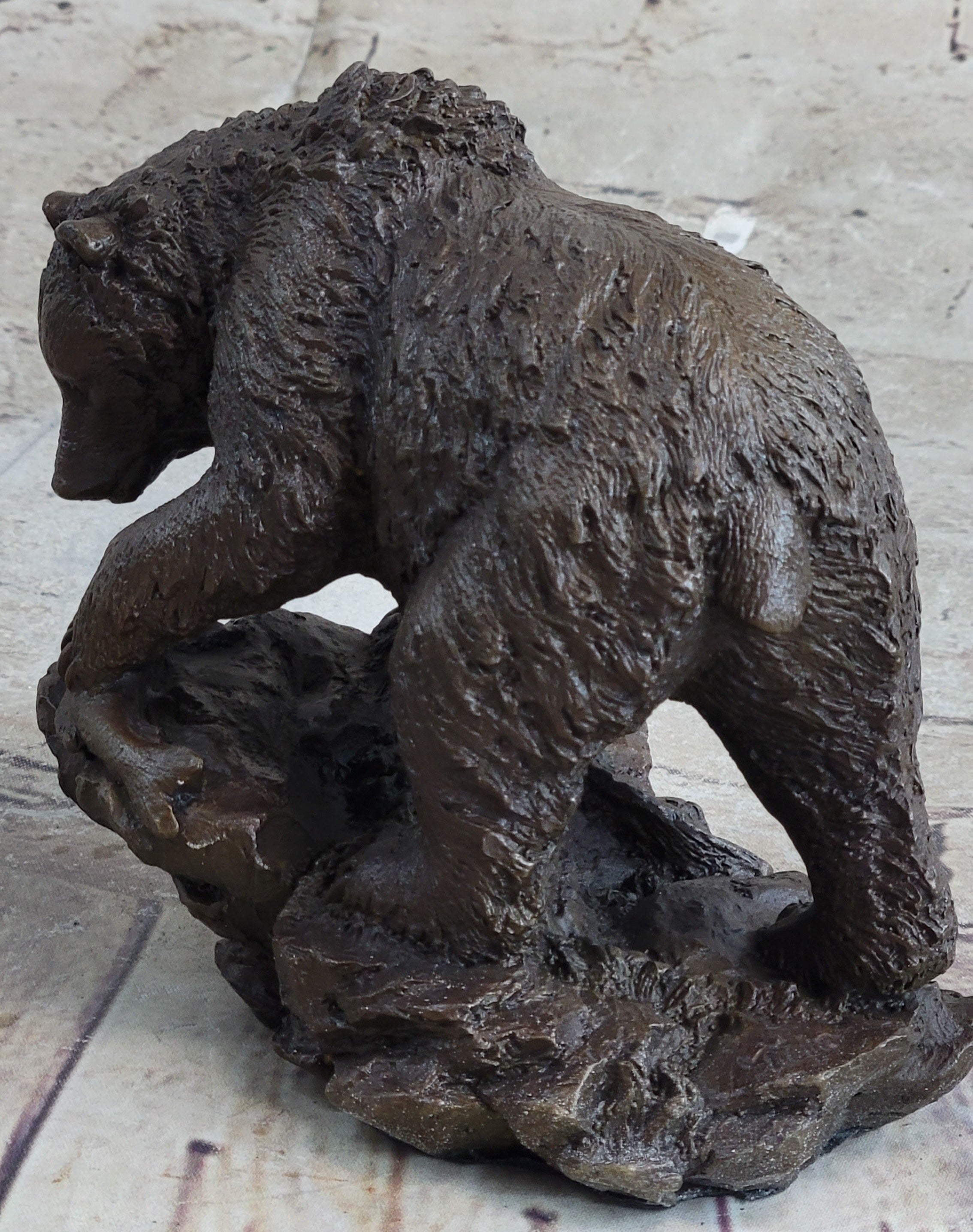 Burly Black Bear with Fish Dinner Bronze Sculpture