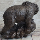 Burly Black Bear with Fish Dinner Bronze Sculpture