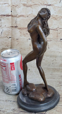 Nude Female Figure Hot Cast Bronze Sculpture Statue on Marble Base by Aldo Vitaleh