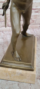 Roman Gladiator Bronze Sculpture on Marble Base 17" x 21"
