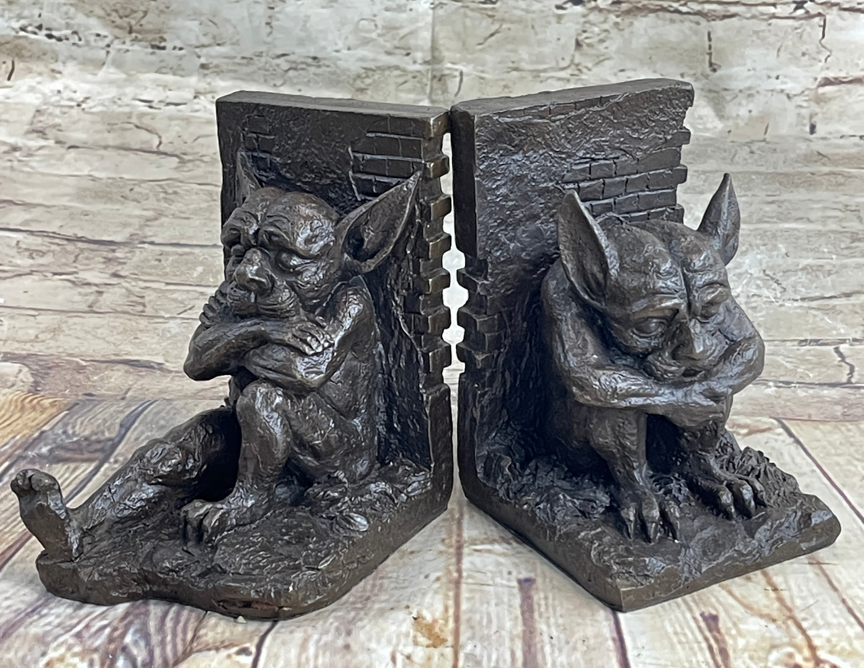 Gargoyles Bookends Bronze Sculpture Mythical Art