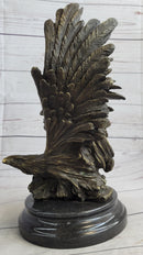 Native American Man & Eagle Bronze Bust on Marble Base