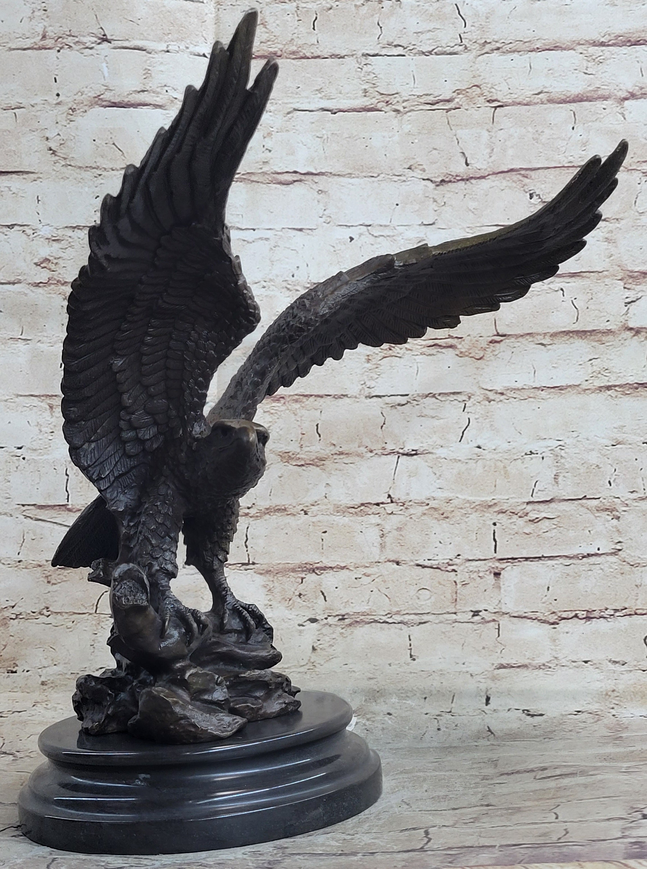 Life Size Hawk American Bald Eagle Bronze Art Deco Figure