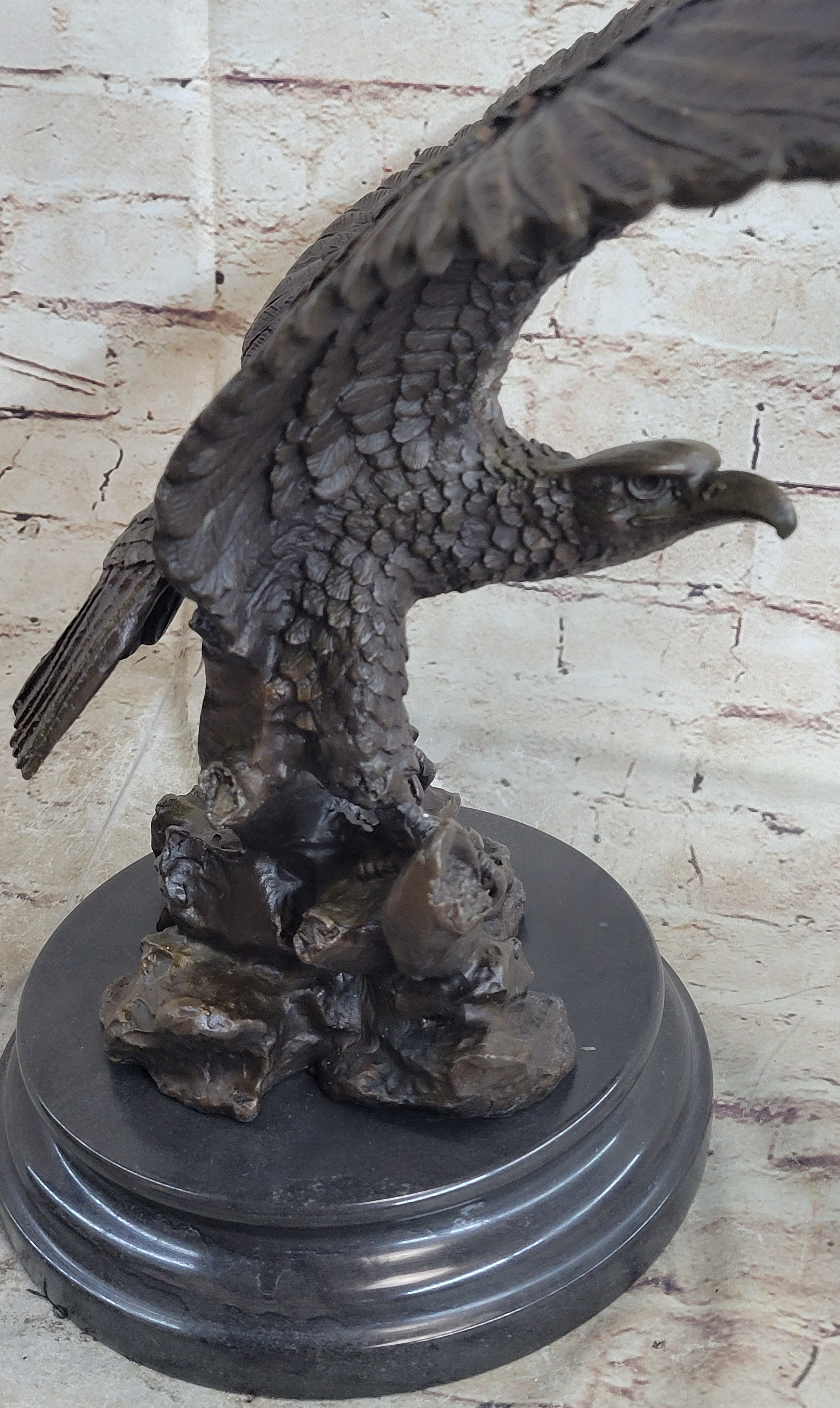 Life Size Hawk American Bald Eagle Bronze Art Deco Figure