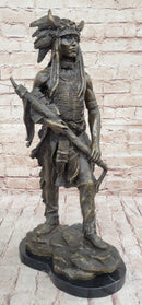 Native American Indian Warrior Bronze Sculpture Art