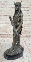 Native American Indian Warrior Bronze Sculpture Art