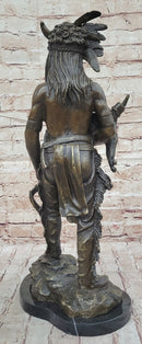 Native American Indian Warrior Bronze Sculpture Art