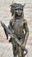 Native American Indian Warrior Bronze Sculpture Art