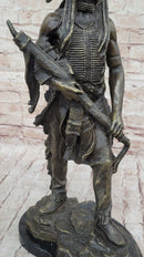 Native American Indian Warrior Bronze Sculpture Art