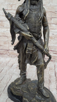 Native American Indian Warrior Bronze Sculpture Art