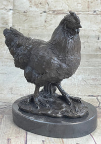 Lucky Chicken Cock Rooster Chanticleer Bronze Sculpture 7" x 5"