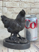Lucky Chicken Cock Rooster Chanticleer Bronze Sculpture 7" x 5"