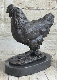 Lucky Chicken Cock Rooster Chanticleer Bronze Sculpture 7" x 5"