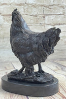 Lucky Chicken Cock Rooster Chanticleer Bronze Sculpture 7" x 5"