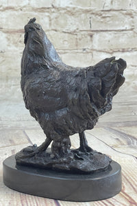 Lucky Chicken Cock Rooster Chanticleer Bronze Sculpture 7" x 5"