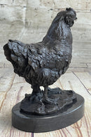Lucky Chicken Cock Rooster Chanticleer Bronze Sculpture 7" x 5"