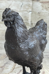 Lucky Chicken Cock Rooster Chanticleer Bronze Sculpture 7" x 5"