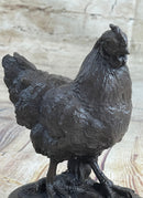 Lucky Chicken Cock Rooster Chanticleer Bronze Sculpture 7" x 5"