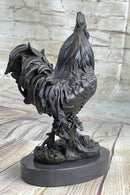 Signed Exquisite Rooster Farm Marble Bronze Statue Sculpture Figurine Figure Art