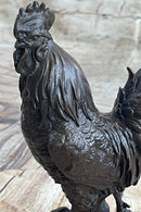 Signed Exquisite Rooster Farm Marble Bronze Statue Sculpture Figurine Figure Art
