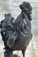 Signed Exquisite Rooster Farm Marble Bronze Statue Sculpture Figurine Figure Art