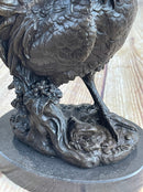 Signed Exquisite Rooster Farm Marble Bronze Statue Sculpture Figurine Figure Art