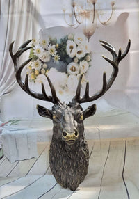 Signed Carl Kauba Life Size Elk Head Bust Bronze Sculpture