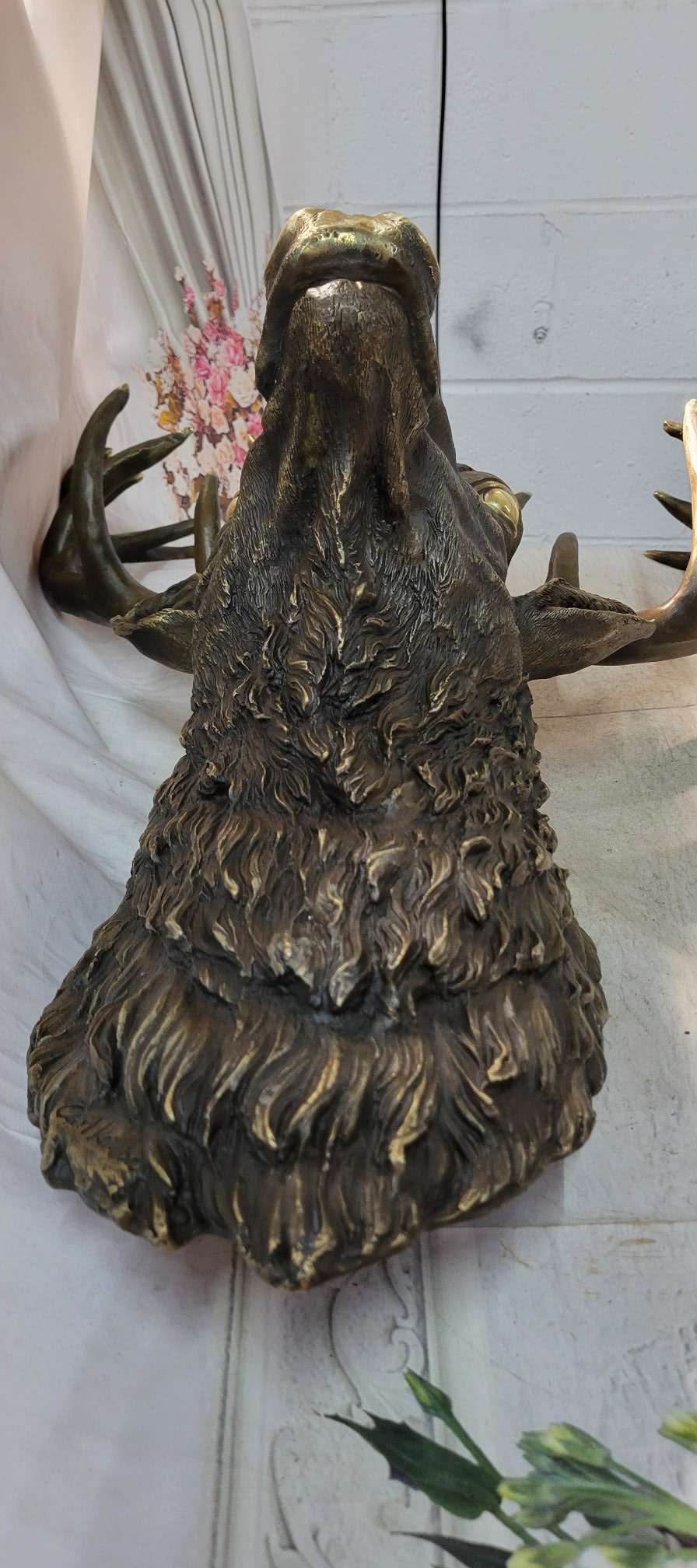 Signed Carl Kauba Life Size Elk Head Bust Bronze Sculpture