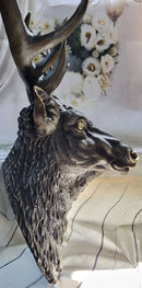 Signed Carl Kauba Life Size Elk Head Bust Bronze Sculpture