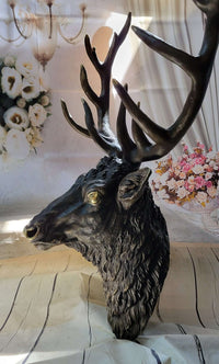 Signed Carl Kauba Life Size Elk Head Bust Bronze Sculpture