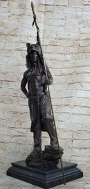 Native American Indian Warrior Bear Skin Headdress Bronze 22"