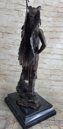 Native American Indian Warrior Bear Skin Headdress Bronze 22"