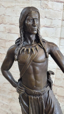 Native American Indian Warrior Bear Skin Headdress Bronze 22"