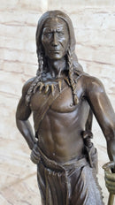 Native American Indian Warrior Bear Skin Headdress Bronze 22"