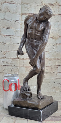 Adam Bronze Statue Replica after Auguste Rodin Nude Muscular Male Figure Realism