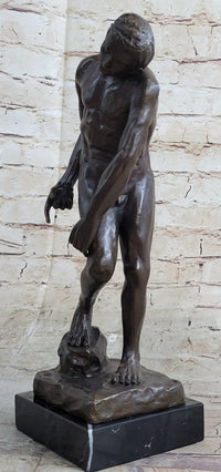 Adam Bronze Statue Replica after Auguste Rodin Nude Muscular Male Figure Realism