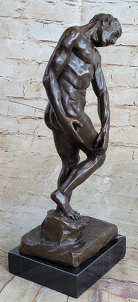 Adam Bronze Statue Replica after Auguste Rodin Nude Muscular Male Figure Realism