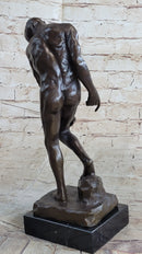 Adam Bronze Statue Replica after Auguste Rodin Nude Muscular Male Figure Realism