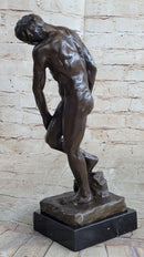 Adam Bronze Statue Replica after Auguste Rodin Nude Muscular Male Figure Realism