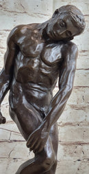 Adam Bronze Statue Replica after Auguste Rodin Nude Muscular Male Figure Realism