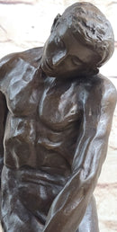 Adam Bronze Statue Replica after Auguste Rodin Nude Muscular Male Figure Realism