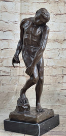 Adam Bronze Statue Replica after Auguste Rodin Nude Muscular Male Figure Realism