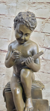 Classical Nude Boy Writing in Book Bronze Statue Sculpture Figure Art Taylor 11" x 5"