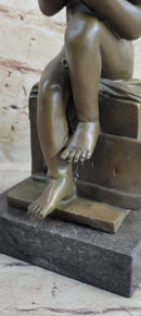 Classical Nude Boy Writing in Book Bronze Statue Sculpture Figure Art Taylor 11" x 5"