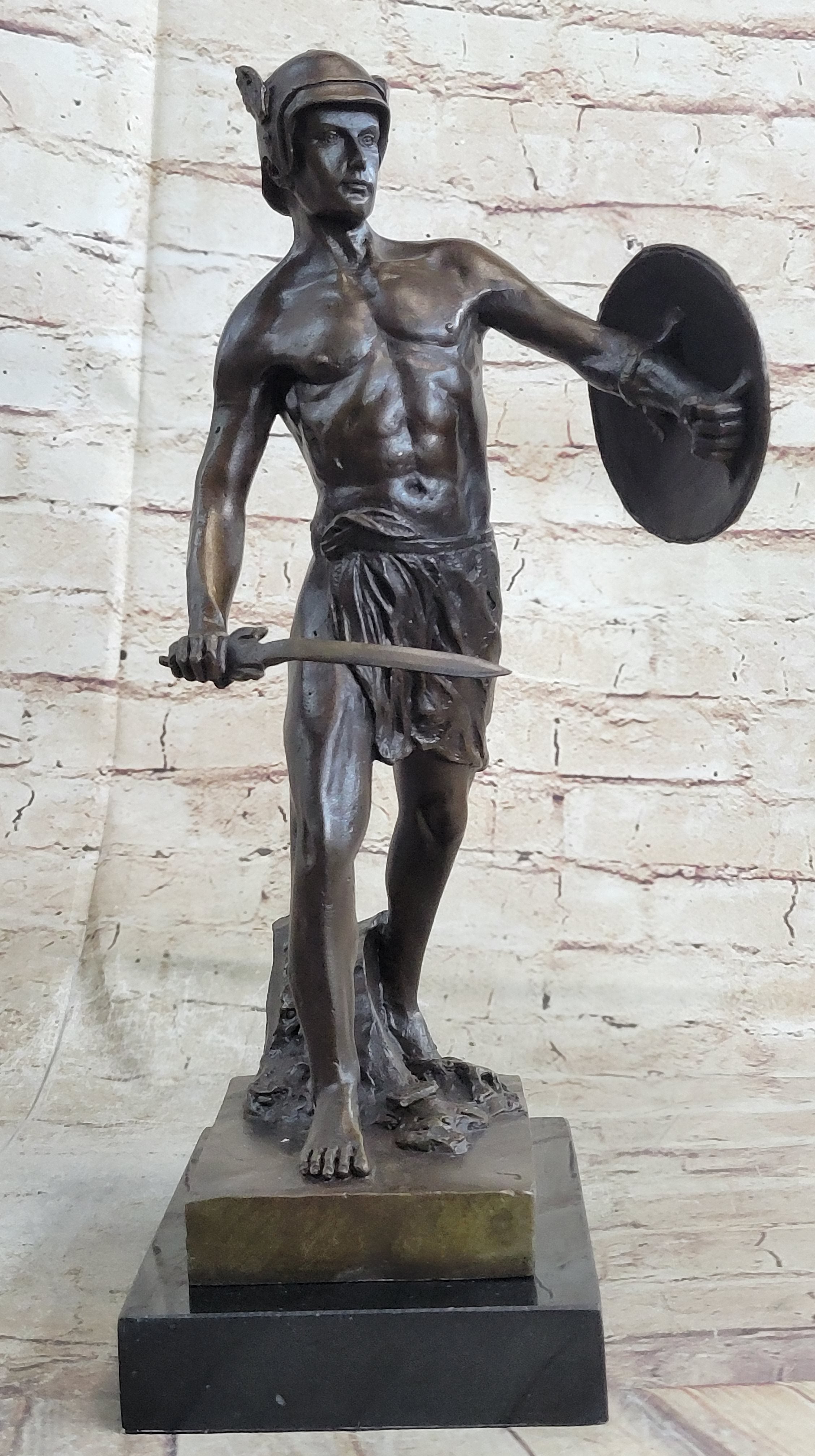 Spartacus Roman Hoplomachus Gladiator Bronze Metal 14" x 18"