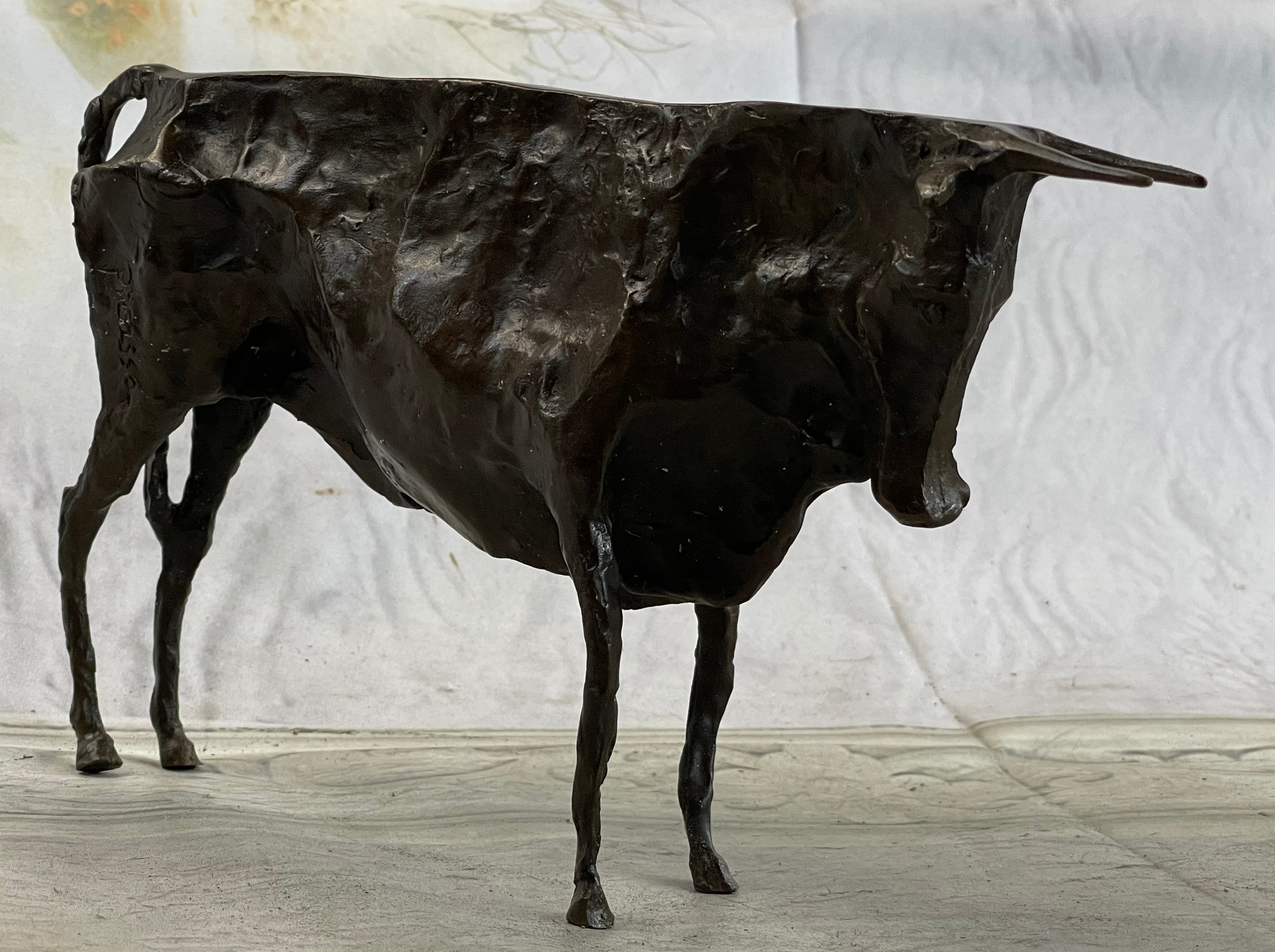 Picasso Bronze Bull Sculpture Abstract Cubism 6" x 10"