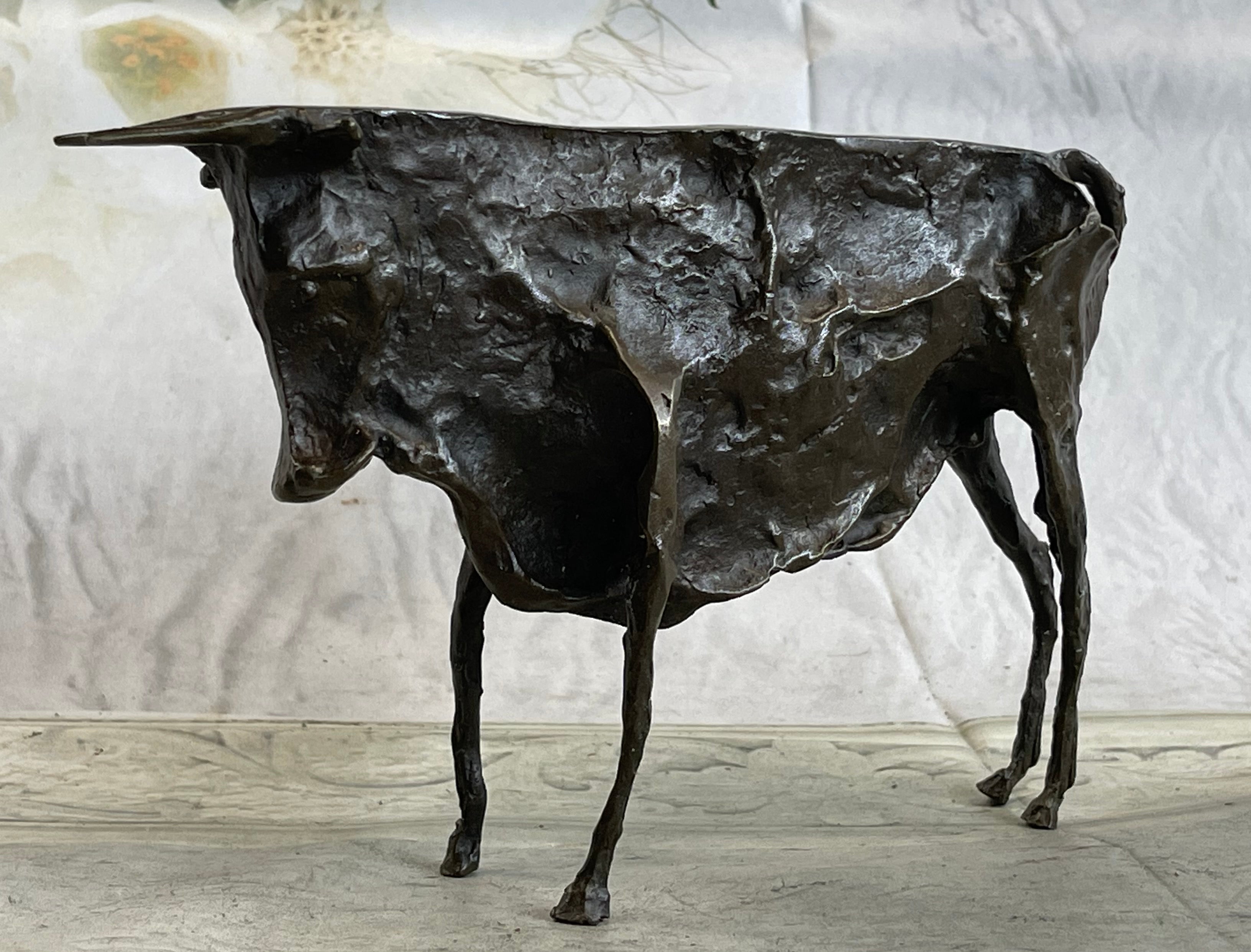 Picasso Bronze Bull Sculpture Abstract Cubism 6" x 10"