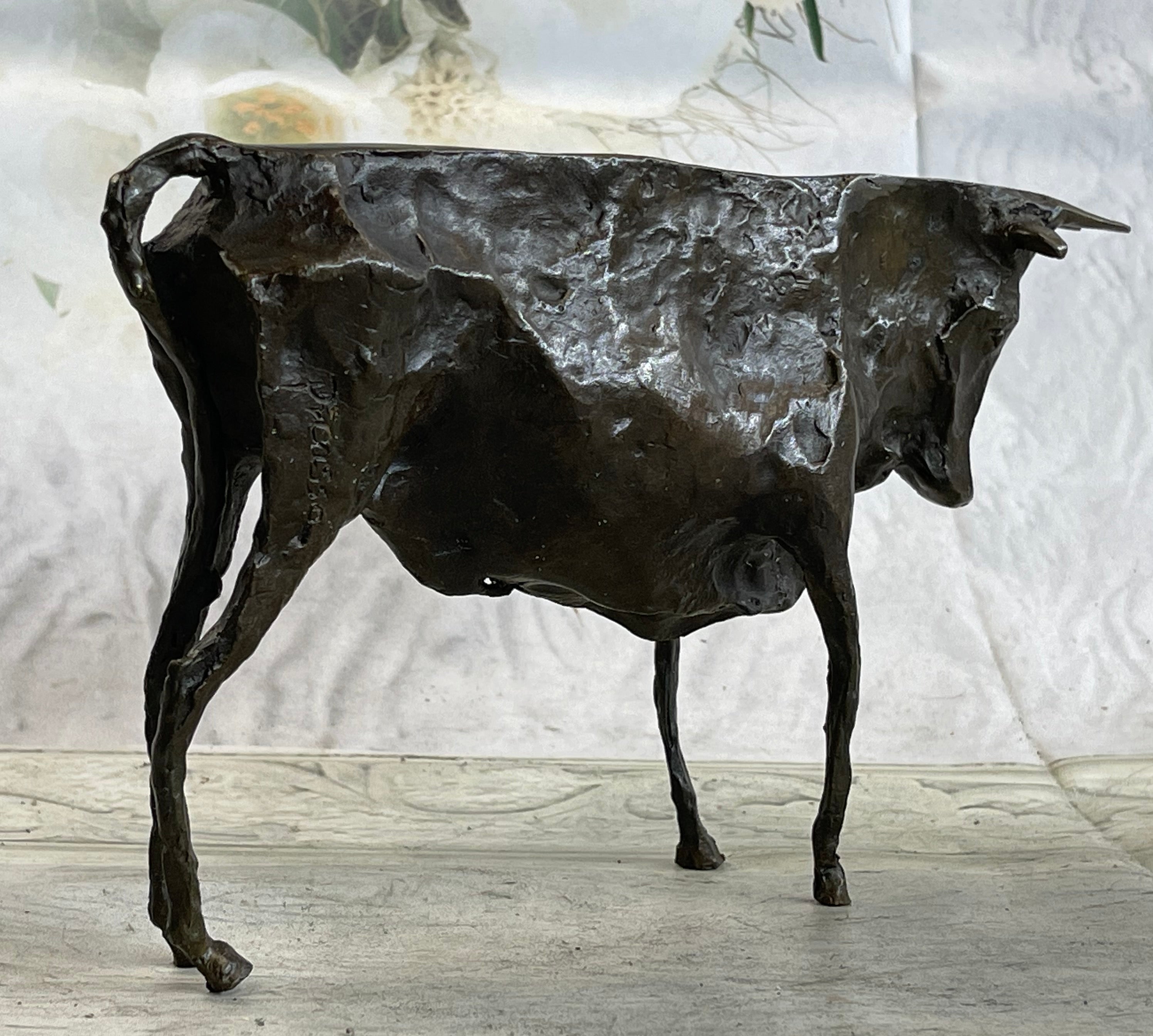 Picasso Bronze Bull Sculpture Abstract Cubism 6" x 10"