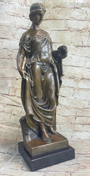 Woman Clutching Grapes Bronze Figure Auguste Moreau 21" x 7.5"