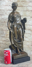 Woman Clutching Grapes Bronze Figure Auguste Moreau 21" x 7.5"